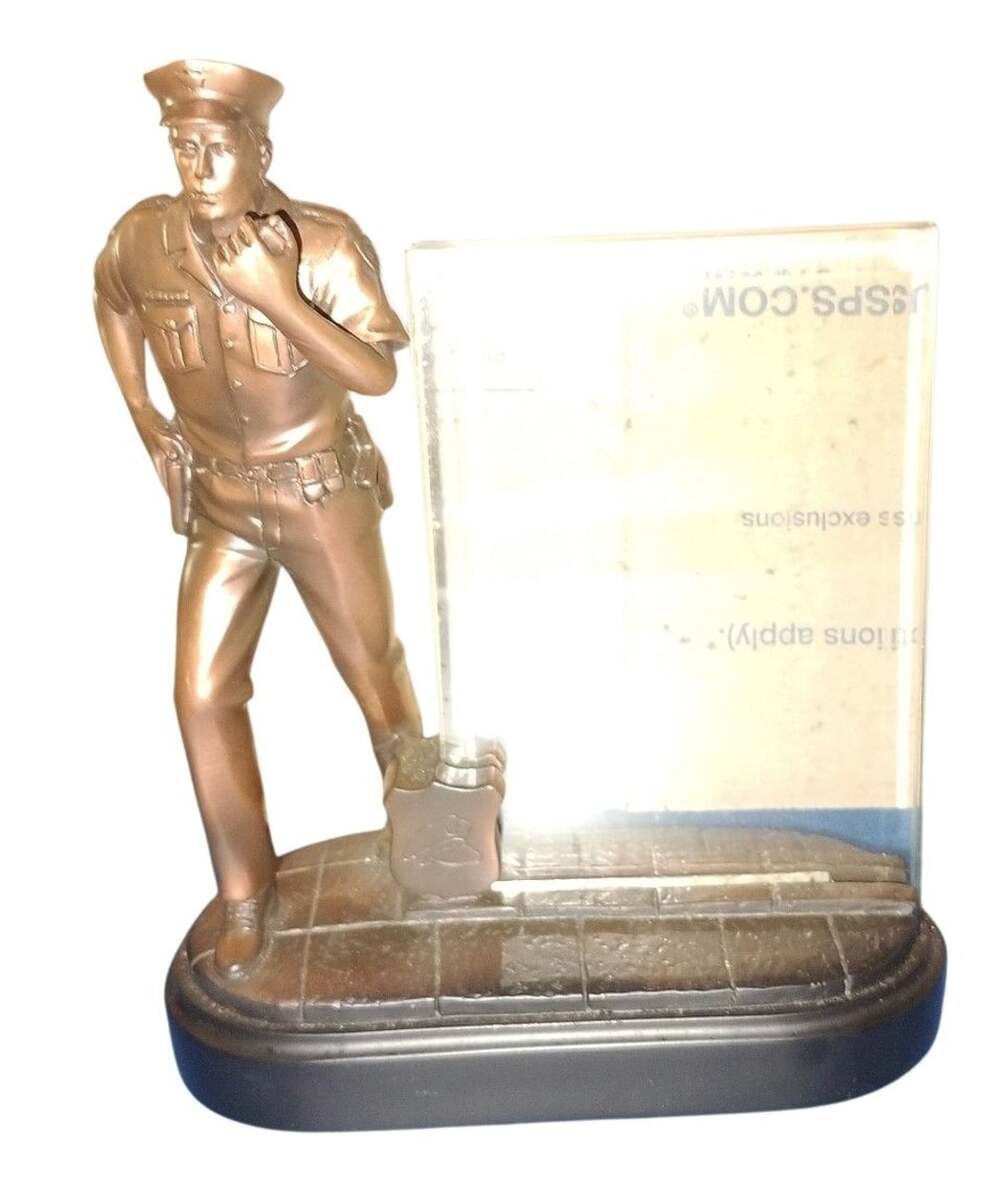 Police Officer Bronze Plated Resin Sculpture Picture Frame Trophy